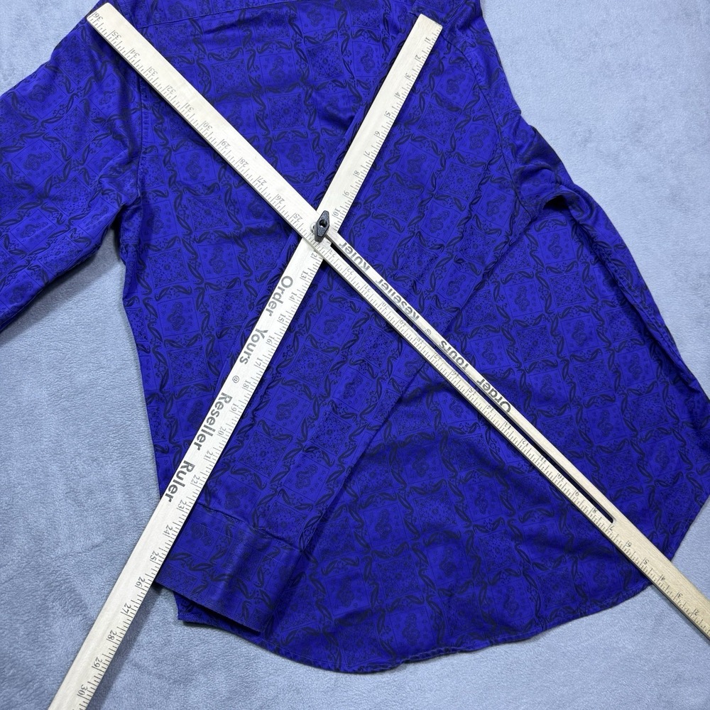 Robert Graham Shirt Mens XL Classic Fit Geometric Violet Contrast Cuffs Designer - Picture 8 of 11